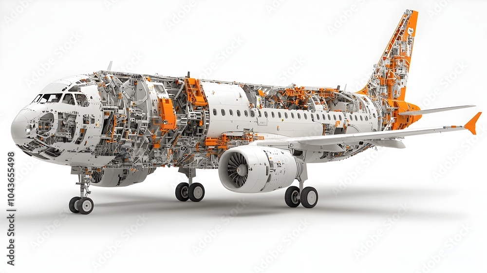 Aufkleber detailed cross section showcasing the internal structure and key components of a commercial passenge