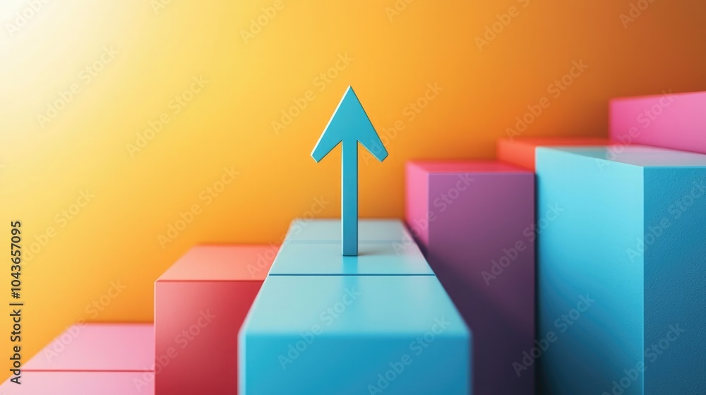Aufkleber Abstract representation of success with an arrow pointing upwards. 