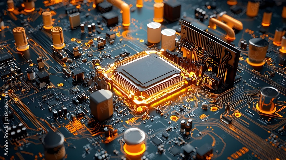 Poster Detailed cross section view of a cutting edge computer processor highlighting the complex transistors cores and cooling systems that power today s high performance digital devices