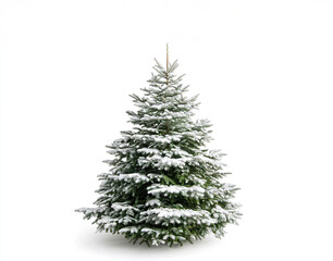 Closeup of leafy snowy green Christmas tree.