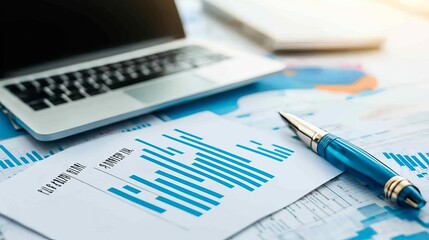Naklejka premium Signed funding agreement placed next to financial documents, symbolizing secured investment