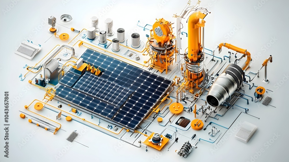 Aufkleber detailed cross section view of a sophisticated solar power system highlighting the intricate photovo