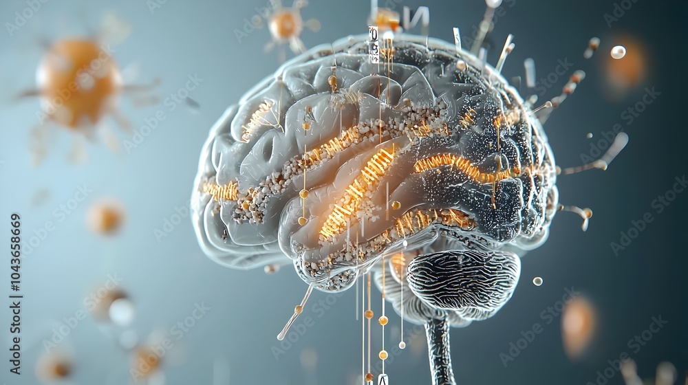Aufkleber Detailed Cross Sectional View of the Brain s Emotional and Cognitive Pathways Revealing Intricate Neurological Structures and Connections