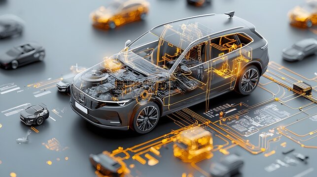 Detailed cutaway diagram revealing the inner workings and advanced sensor suite of an autonomous or self driving vehicle