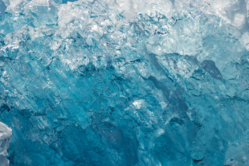 View of glaciers and icebergs in the fjords of South Greenland.