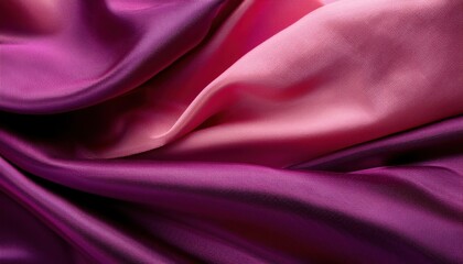 Fototapeta premium Luxurious Pink and Purple Satin Fabric with Rich Glossy Folds. Ideal for Fashion Design, High-End Textiles, Elegant Home Décor, or Sophisticated Visual Backgrounds for Branding and Marketing