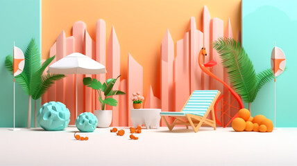 Fototapeta premium A vibrant display of juicy fruits and refreshing drinks adorns the indoor table, with the bright orange of an orange and the tropical allure of a Various fruits displayed in full frame with AI generat