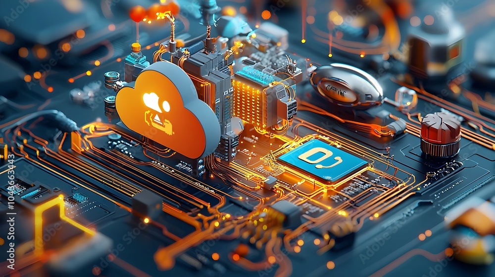Aufkleber Detailed sectional view showcasing the intricate cloud computing infrastructure highlighting the virtual servers security protocols
