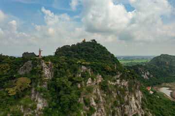 Naklejka premium Aerial view of Heaven Valley (Hup Pha Sawan) in Ratchaburi. Thailand.
