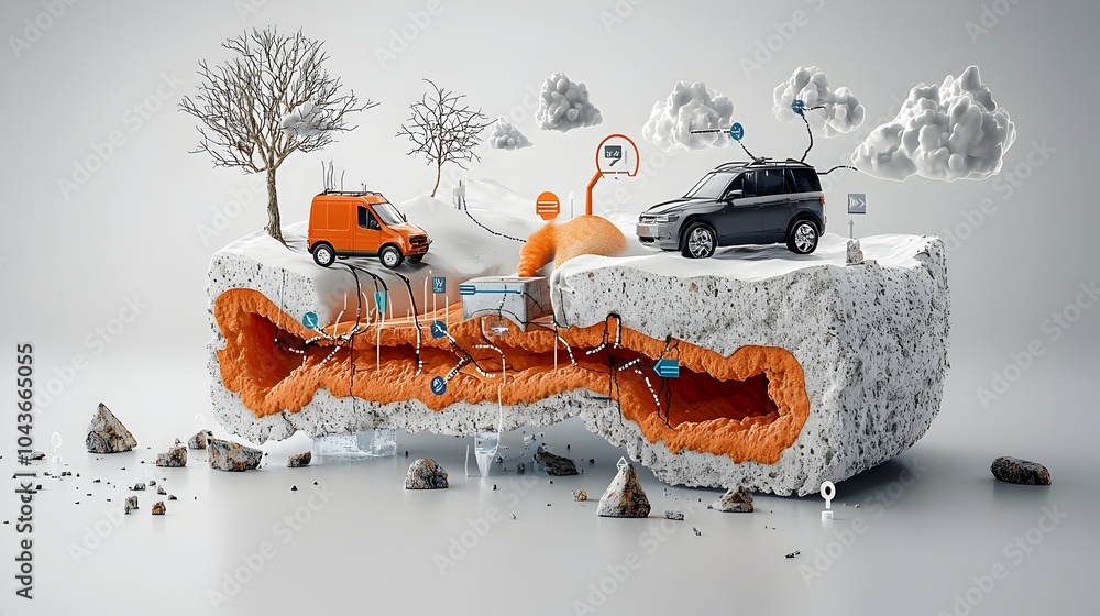 Aufkleber Highly Detailed Cross Sectional Visualization of a Multilayered Weather System Showing the Intricate Dynamics of Cold Fronts Warm Fronts and Wind Patterns