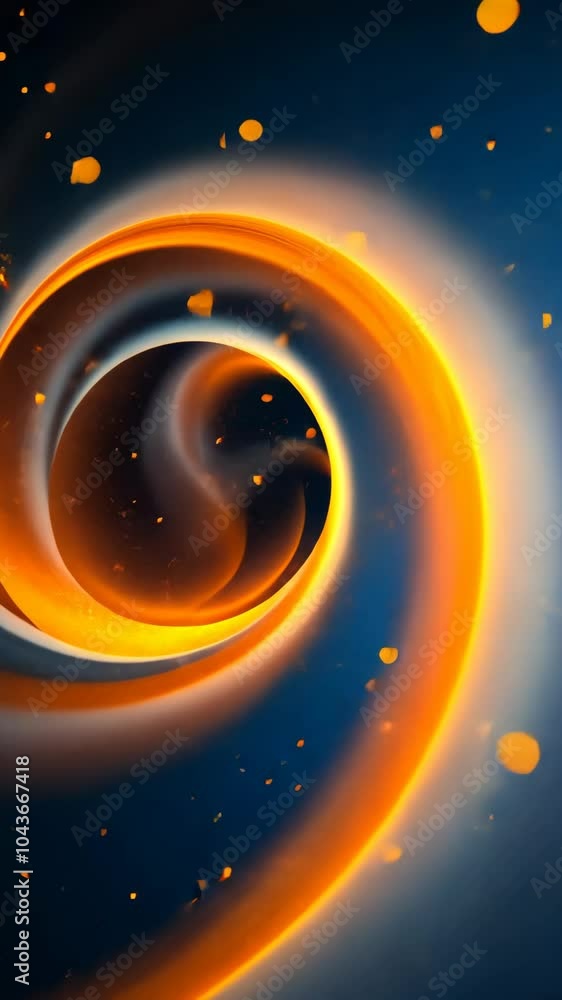 Poster abstract swirl with glowing particles on dark background