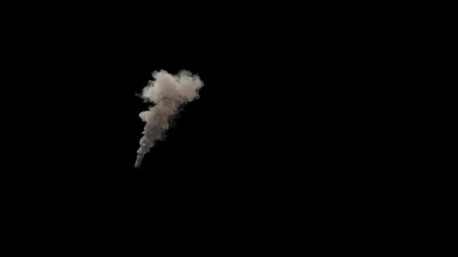 Distant smoke stack or steam exhaust from an industrial factory chimney, 4k 30p, with alpha channel for transparent background