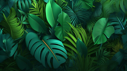 Discover the enchanting lush beauty of nature leaves in  beautiful tropical leaves in green color closeup
