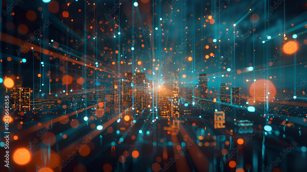 Poster global network connection earth covered by innovative perceptron lines for advanced communication ,f