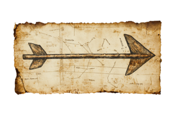 Vintage Arrow Map Symbol on White Background