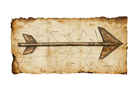 Vintage Arrow Map Symbol on White Background