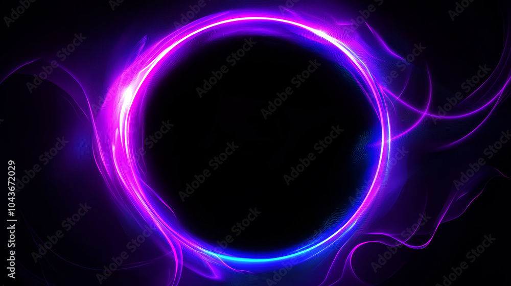 Wall mural abstract glowing light effect circle isolated on dark background, round sparkles and light lines in 