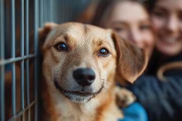 A group of friends volunteering at an animal shelter.