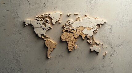 A map of the world divided by walls labeled Tariffs and Quotas, trade protectionism, global economy isolation