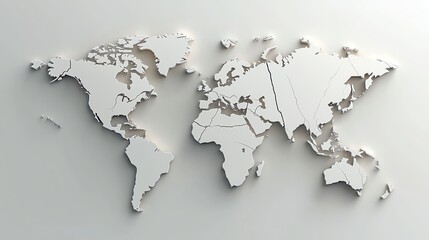 A map of the world with cracks forming between countries, symbolizing broken trade relations, divided trade routes, global conflict