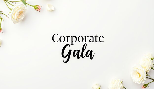 "Corporate Gala" elegant floral design, perfect for corporate event invitations, business party promotions, formal event announcements, or upscale branding materials for professional gatherings.

