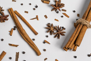 Cinnamon Sticks, Star Anise, and Black Peppercorns