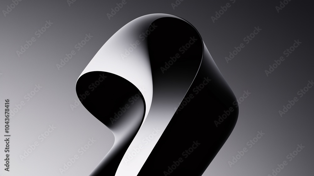 Poster abstract form in black and white: a minimalist, black and white image of a curving, abstract form. t