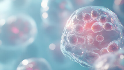 Microscopic view of colorful cells showcasing intricate structures and vibrant details, illustrating beauty of cellular biology and life at microscopic level