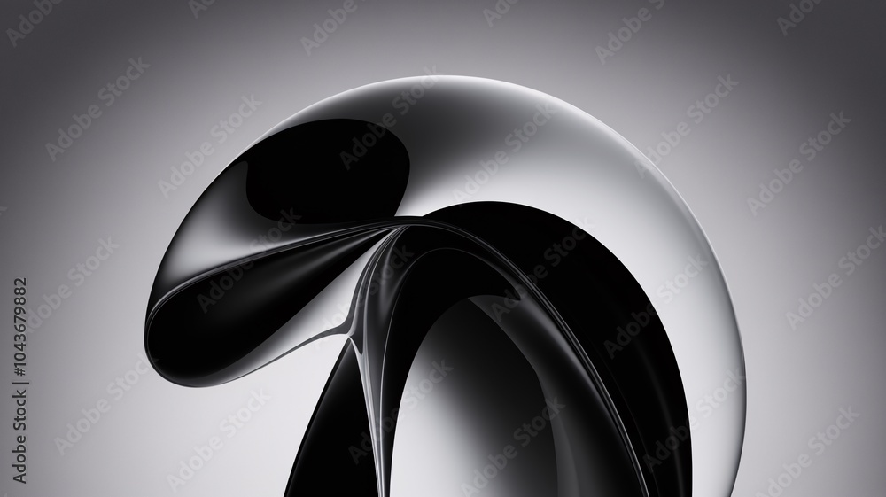 Poster abstract metallic sculpture: a captivating image of a sleek, abstract sculpture with a metallic fini