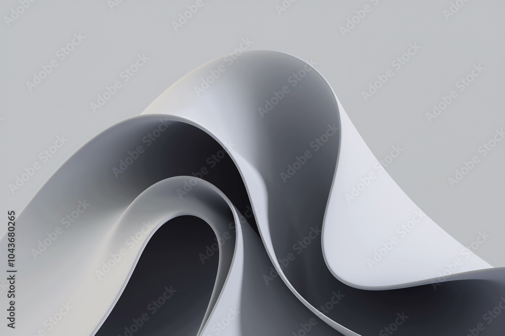 Poster abstract white flowing form: a minimalist, elegant, and modern abstract image with soft, flowing lin
