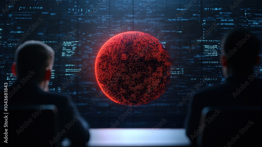 Aufkleber cybersecurity experts analyzing high-tech data visualizations