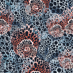 Coral reefs Watercolor seamless pattern. Hand drawn cartoon underwater background for design kid textiles. Marine wallpaper for kid holiday. Undersea Backdrop for textile design or wrapping paper. © Elena