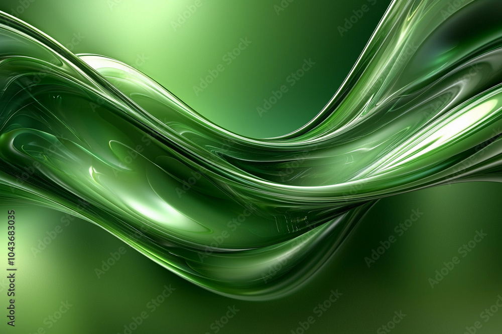 Poster flowing green abstract design creating a sense of movement