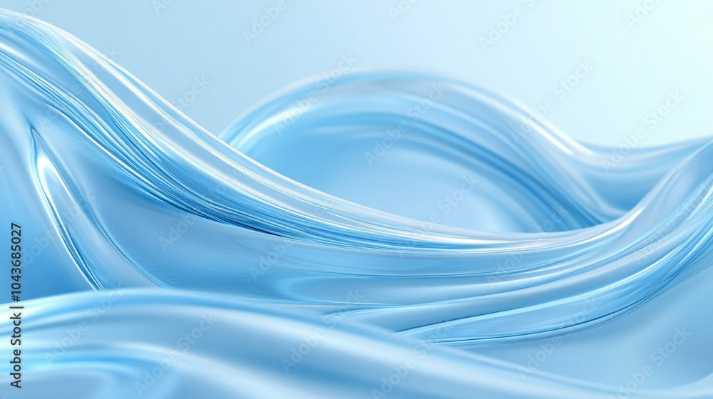 Poster abstract soft blue wave background, stylized abstract art with flowing blue wave patterns on a soft 