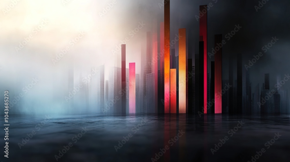 Poster multi-layered bar graph visualization concept
