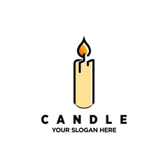 Candle Light Flame Logo Design Illustration