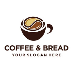 Coffee and bread cafe logo design inspiration Premium