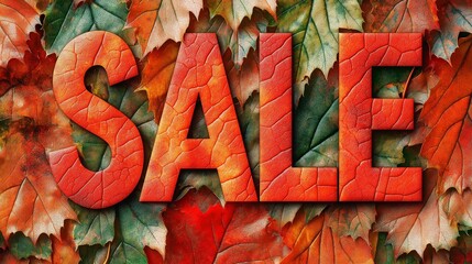 Autumn sale , red and yellow leaves