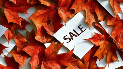 Autumn sales, background with leaves