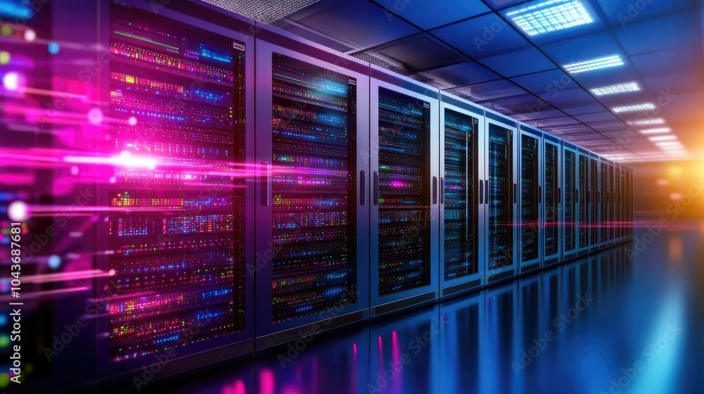 Poster high-tech data center environment with seamless design
