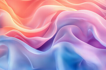 Obraz premium Elegant waves of colorful fabric flowing softly in warm light