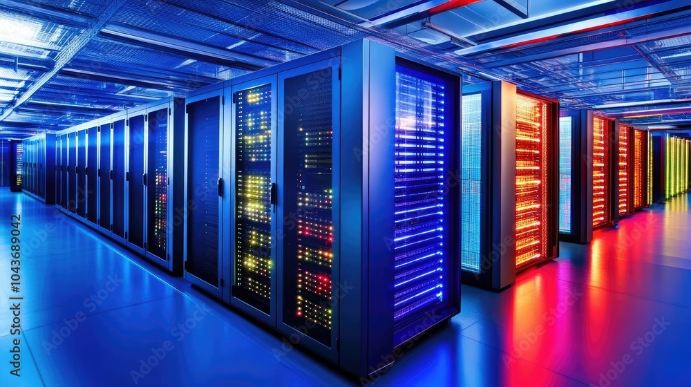 Aufkleber high-tech data center with powerful server racks