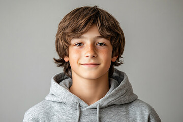 Portrait of smiling white cute teenage boy