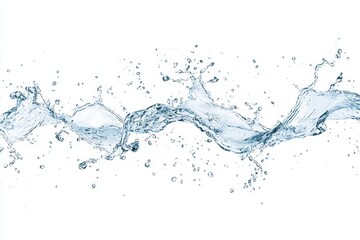 A blue water swirl splash in the form of a wave is isolated on a clear png background.