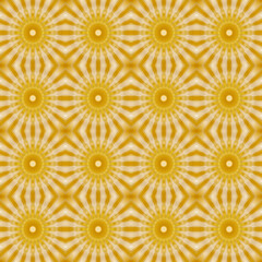 Seamless abstract yellow pattern. Yellow background with abstract shapes. Fabric background with floral elements