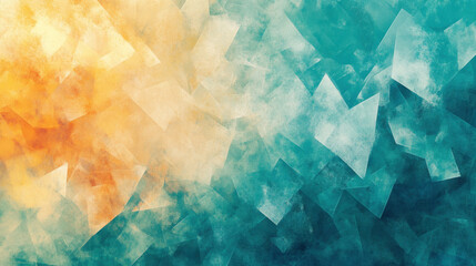 Obraz premium vibrant abstract geometric background featuring blend of teal and amber hues, creating dynamic visual experience. textured layers evoke sense of depth and movement