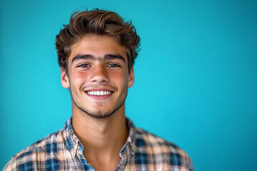Fototapeta premium Portrait of smiling white cute teenage boy