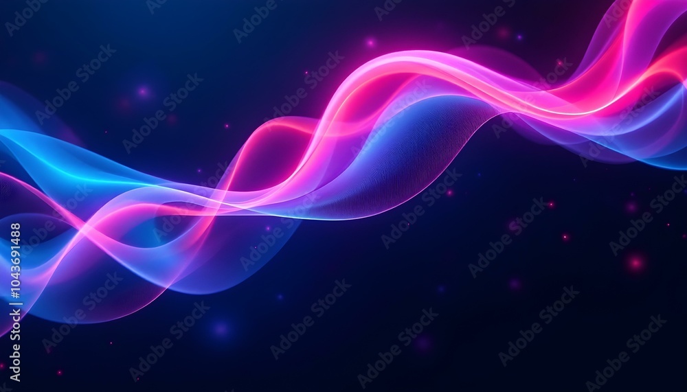 Leinwandbilder abstract futuristic background with pink blue glowing neon moving high speed wave lines and bokeh lights. Dynamic abstract waves in vibrant colors flow gracefully against a dark background