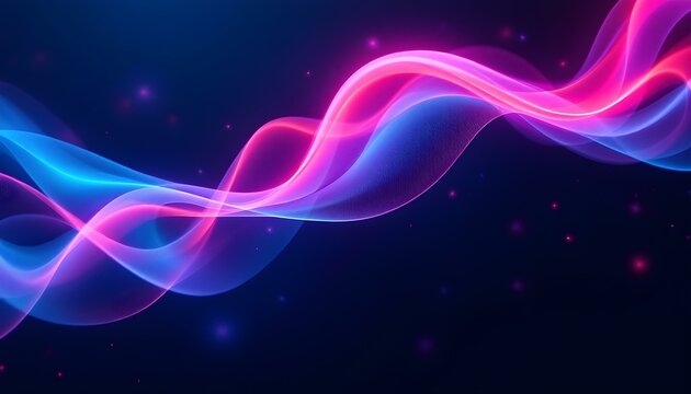 abstract futuristic background with pink blue glowing neon moving high speed wave lines and bokeh lights. Dynamic abstract waves in vibrant colors flow gracefully against a dark background - Powered by Adobe