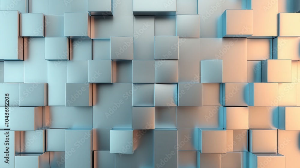 Canvas Prints metallic geometric abstraction, an intricate composition of 3d geometric shapes showcasing polished 